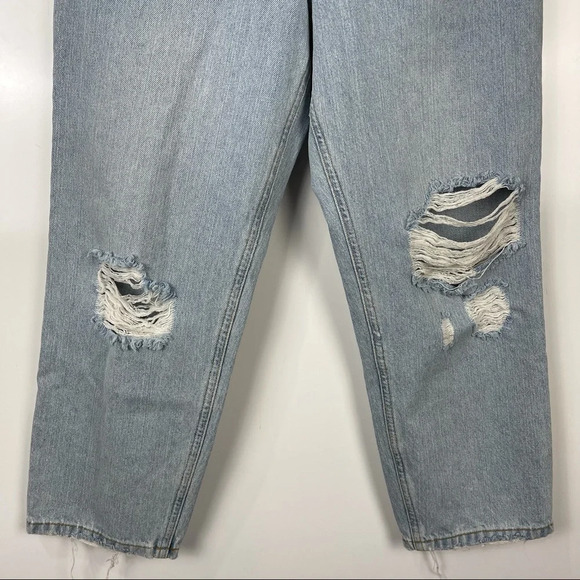 ASOS Denim Distressed Button Fly Straight Leg Crop Mom Jeans Sz 25 - Picture 5 of 11